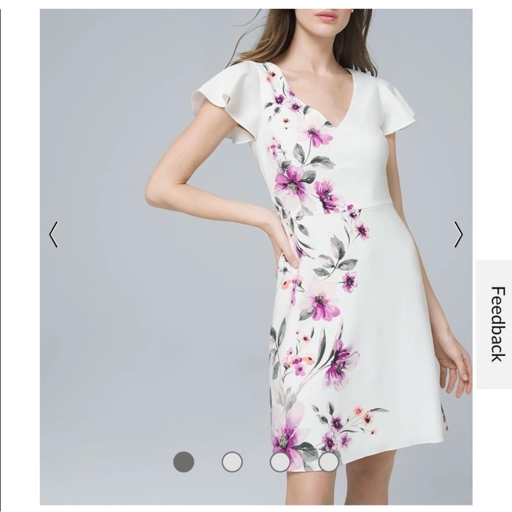 White House Black Market White Floral V-Neck Mini Dress